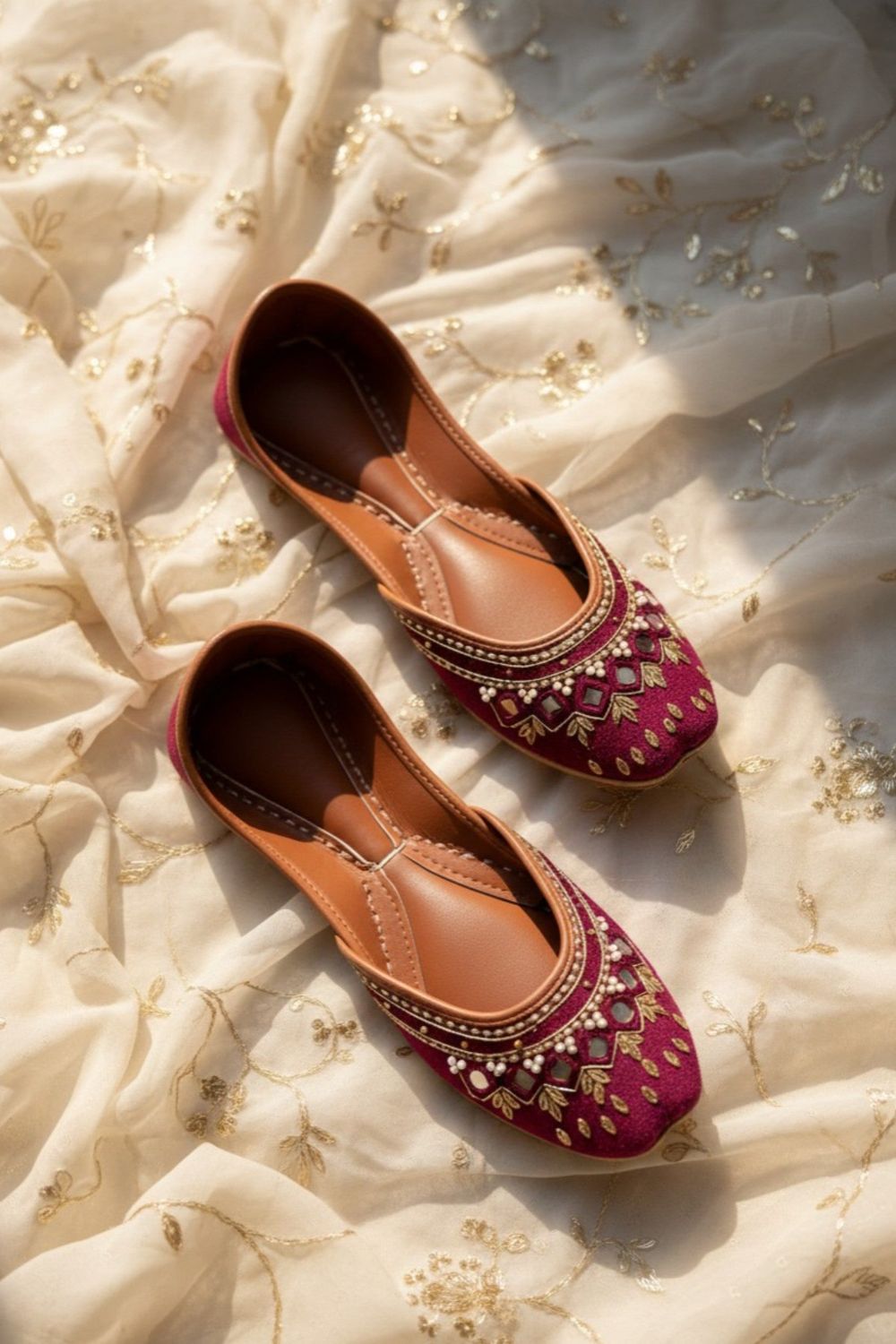 Maroon Leather Khussa for Women Online in Dubai UAE Abudhabi Ajman Sharjah