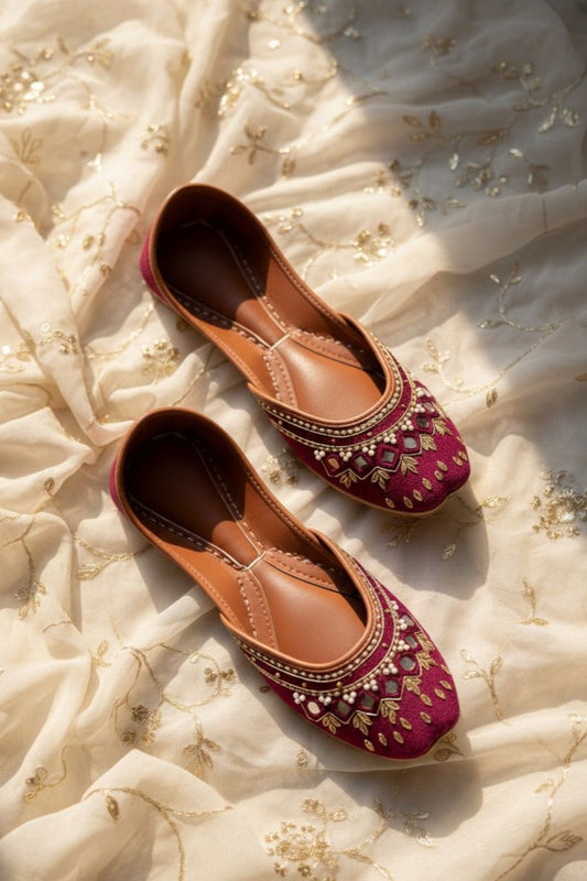 Maroon Leather Khussa for Women Online in Dubai UAE Abudhabi Ajman Sharjah