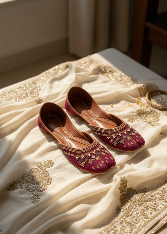 Maroon Leather Khussa Online in Dubai DXB UAE Abudhabi Meena Bazaar