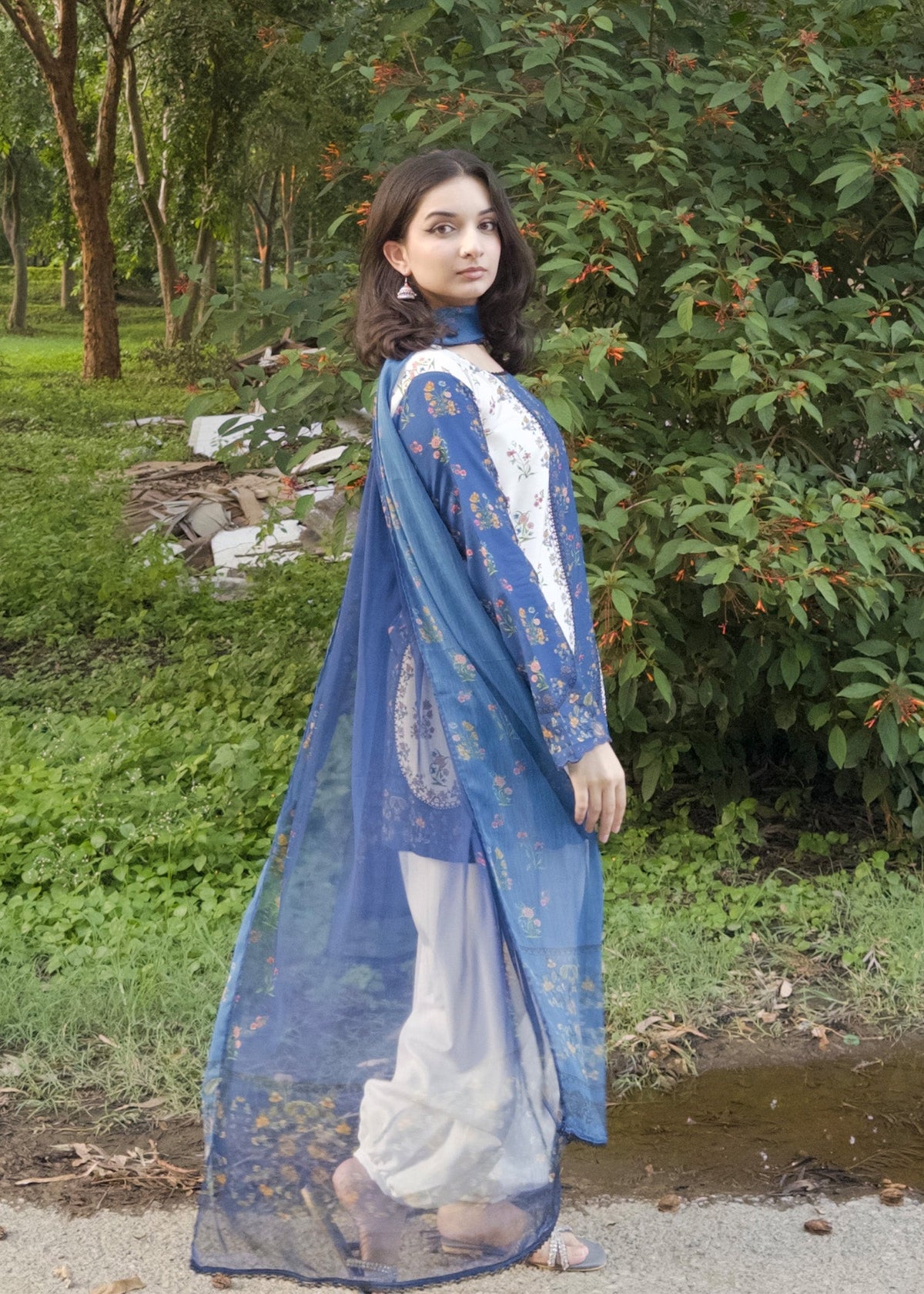 Multi Color Printed Raw Silk Salwar Suit Online in KSA Riyadh Saudi Arabia Oman Bahrain Qatar