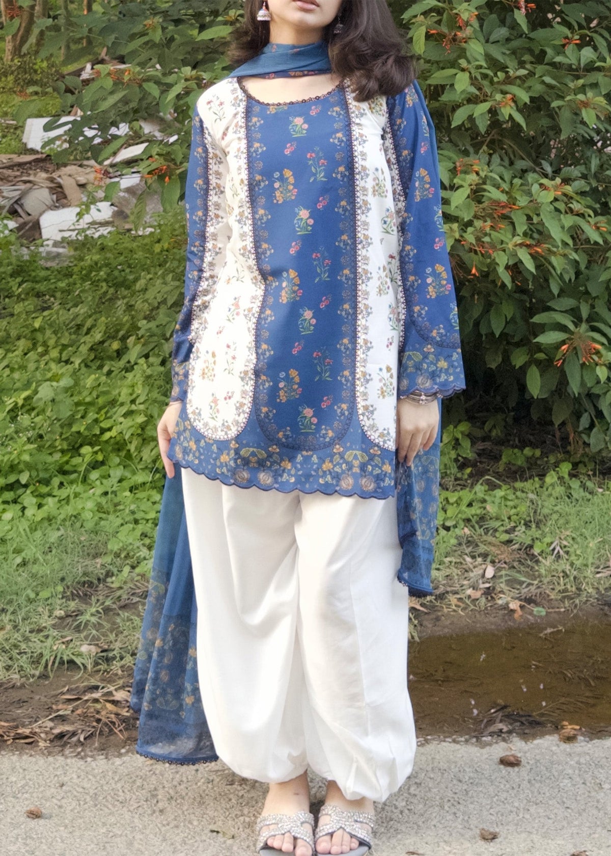 Multi Printed Raw Silk Daily Wear Suit Online in Dubai DXB UAE Abudhabi Meena Bazaar