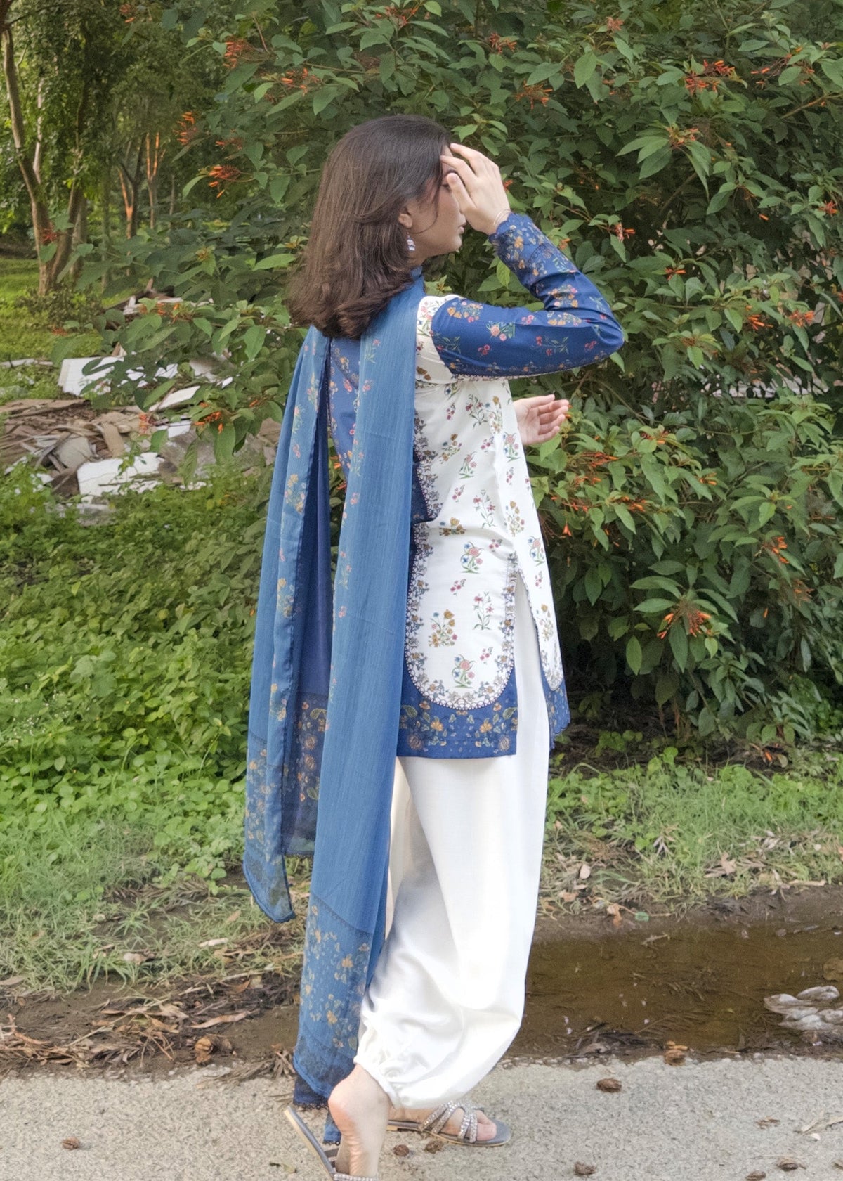 Multi Printed Raw Silk Kurta Pajama Online in Sri Lanka India Australia