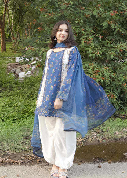 Multi Printed Raw Silk Pakistani Designer Suits Online in Dubai UAE Abudhabi Ajman Sharjah