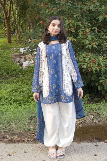 Multi Printed Raw Silk Pakistani Suit Online in Dubai UAE Abudhabi Ajman Sharjah