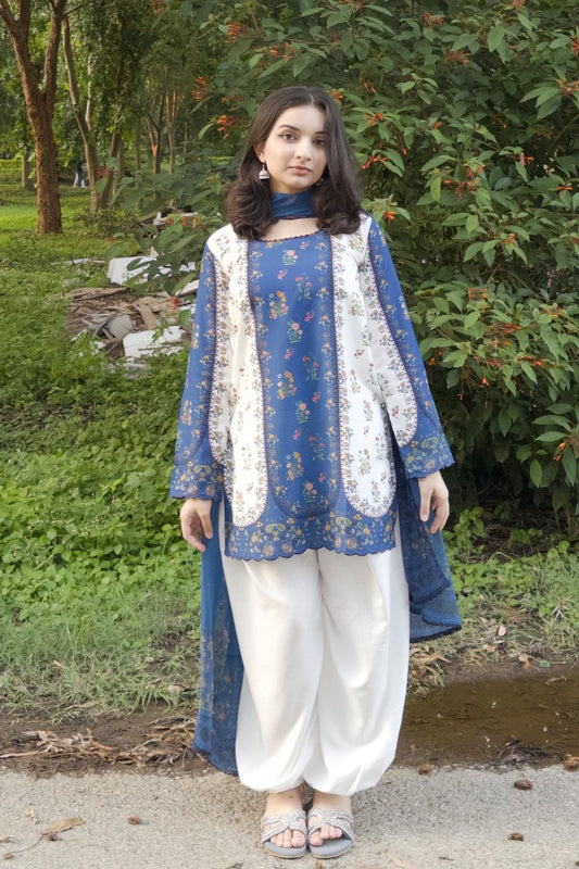 Multi Printed Raw Silk Pakistani Suit Online in Dubai UAE Abudhabi Ajman Sharjah