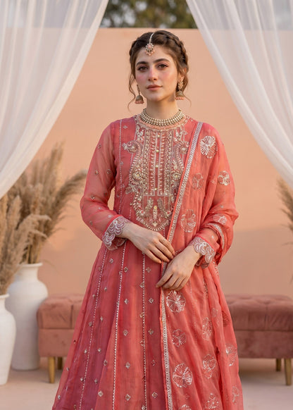 Peach Pink Chiffon Straight Trouser Suit Online in Dubai UAE Abudhabi Ajman Sharjah