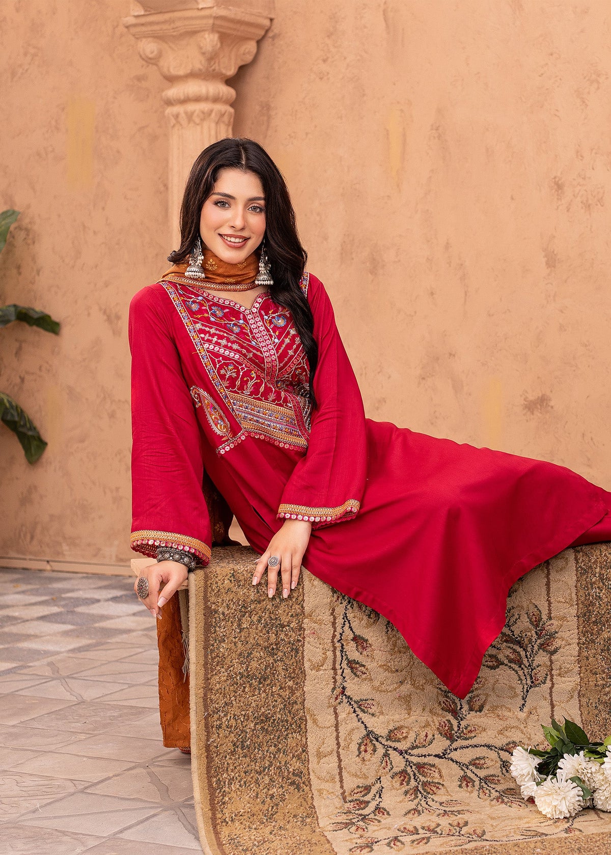 Pink Embroidered Viscose Pakistani Designer Suit Online in Dubai DXB UAE Abudhabi Meena Bazaar