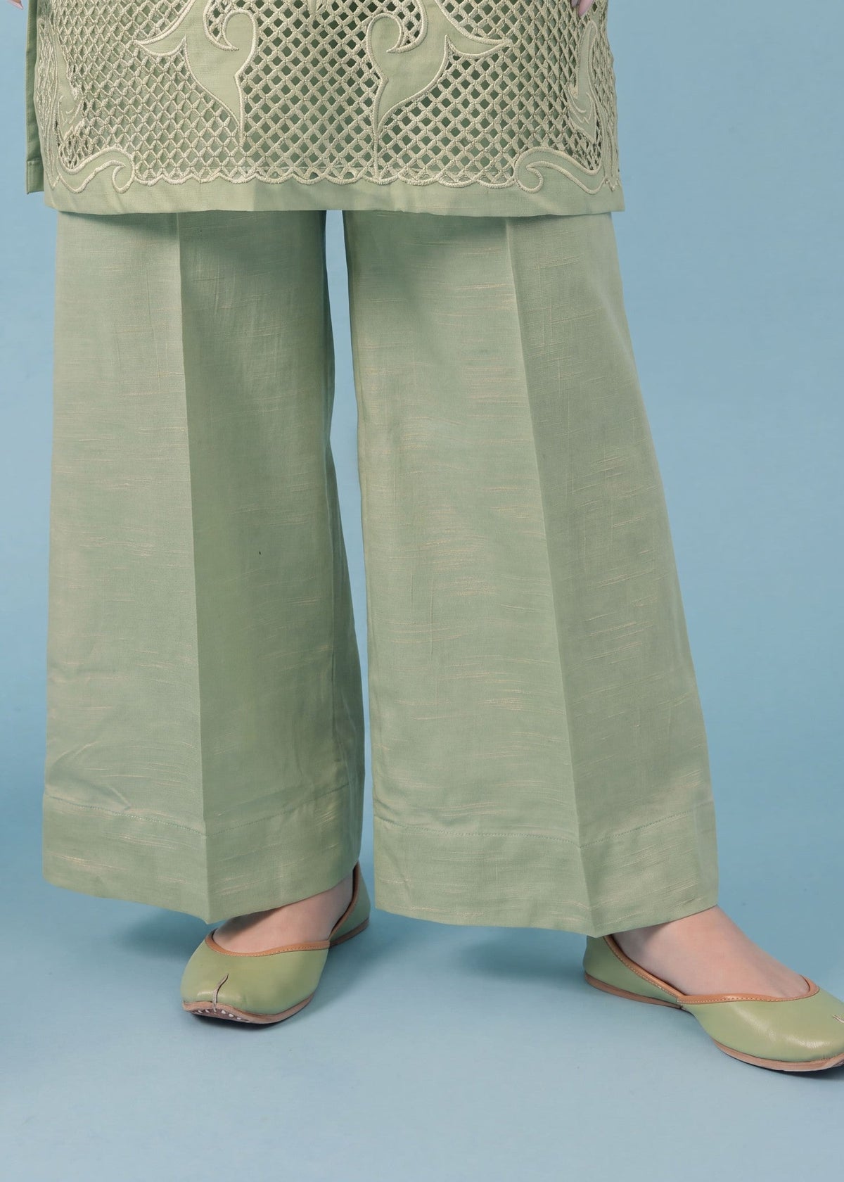 Pistachio Green Embroidered Khaddar Kurta Set Online in Dubai DXB UAE Abudhabi Meena Bazaar