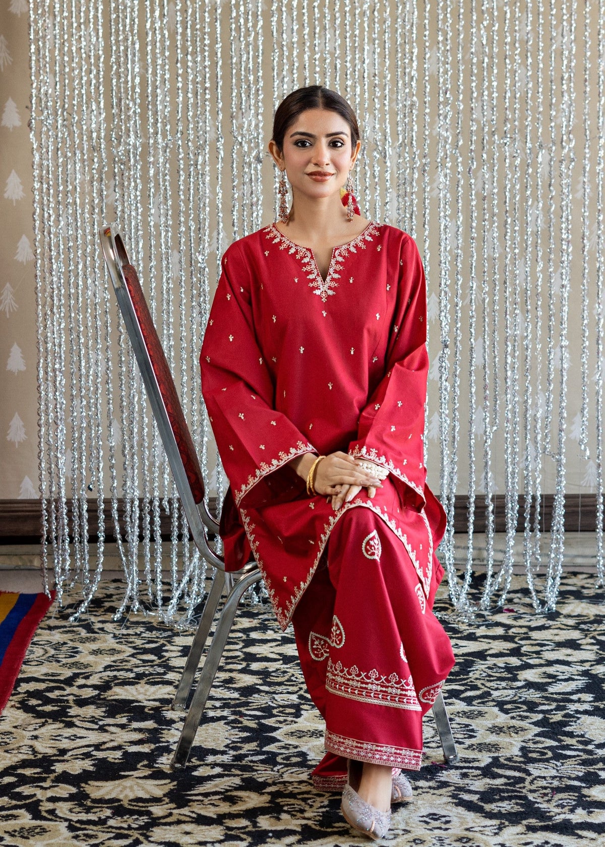 Red Lawn Farshi Shalwar 2 Piece Pakistani Clothes Online in UK USA Canada