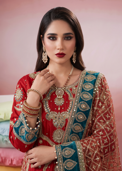 Rust Red Organza Gharara Sharara Gharara Online in Dubai UAE Abudhabi Ajman Sharjah