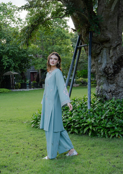 Sky Blue Embroidered Khaddar Daily Wear Kurta Set Online in Dubai DXB UAE Abudhabi Meena Bazaar