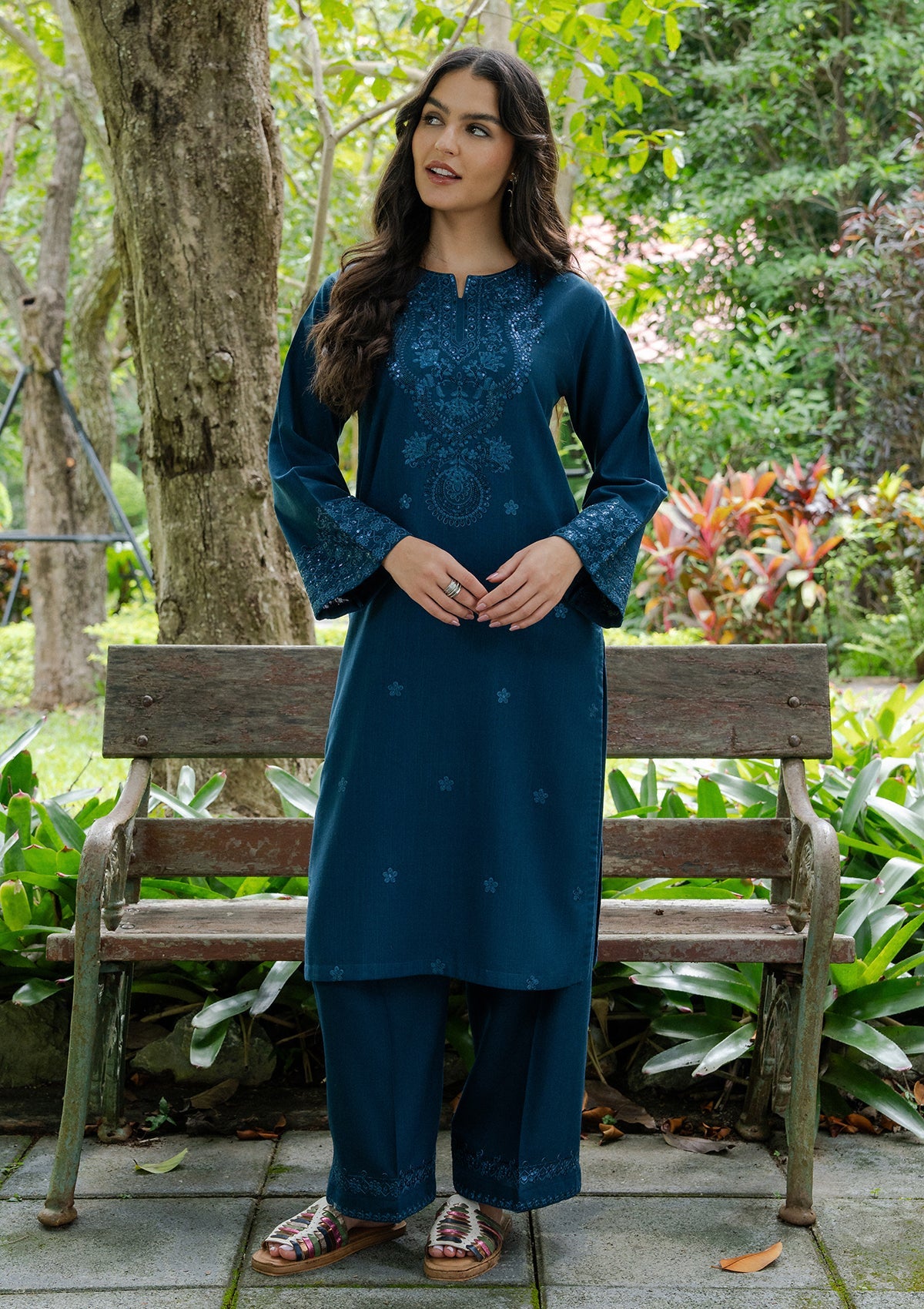 The Garden Edit by Bin Tayyab Embroidered Khaddar Kurta Set Online in Dubai UAE Abudhabi Ajman Sharjah
