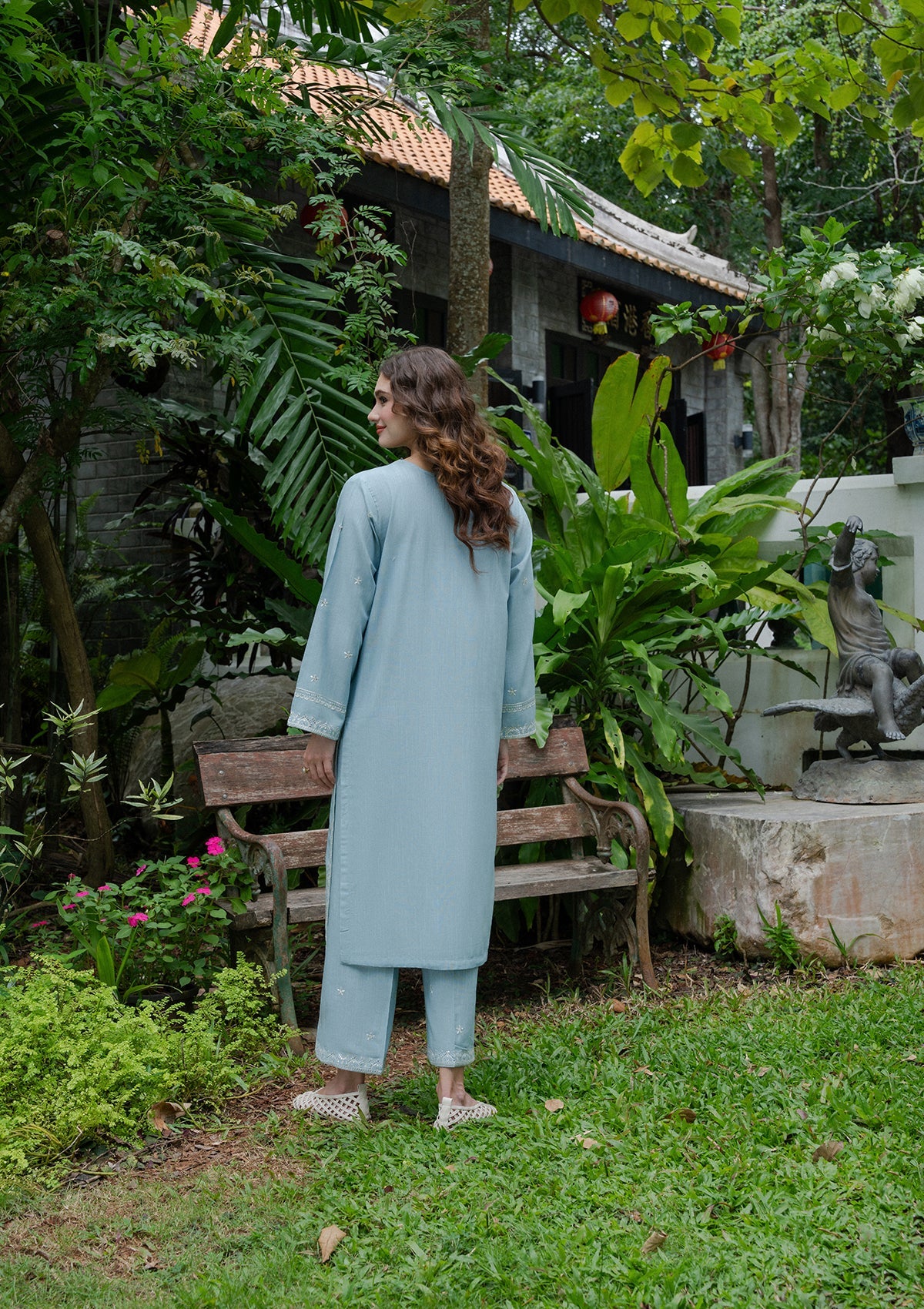 Bin Tayyab Sky Embroidered Khaddar Kurta Set Online in Dubai DXB UAE Abudhabi Meena Bazaar