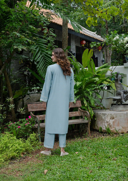 Bin Tayyab Sky Embroidered Khaddar Kurta Set Online in Dubai DXB UAE Abudhabi Meena Bazaar