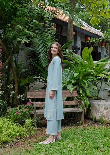 Pakistani Winter Collection Sky Khaddar Kurta Set Online in KSA Riyadh Saudi Arabia Oman Bahrain Qatar