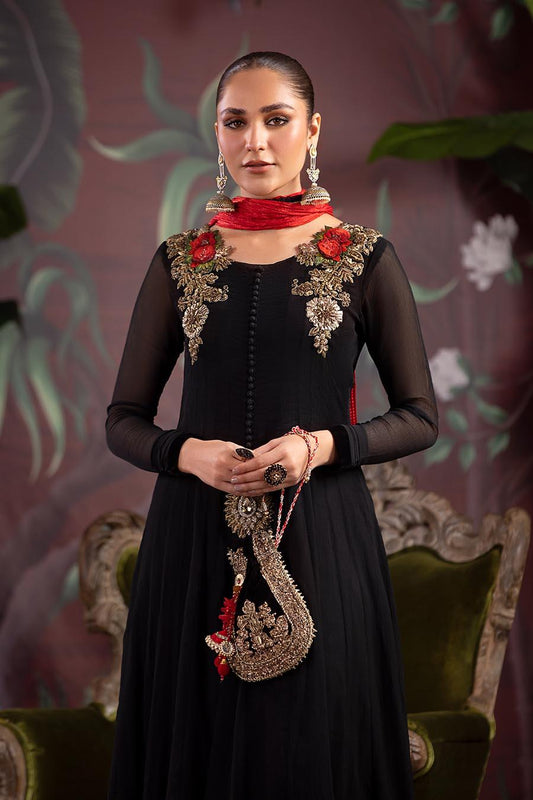 Hand Embroidered Pure Crinkle Chiffon Sharara