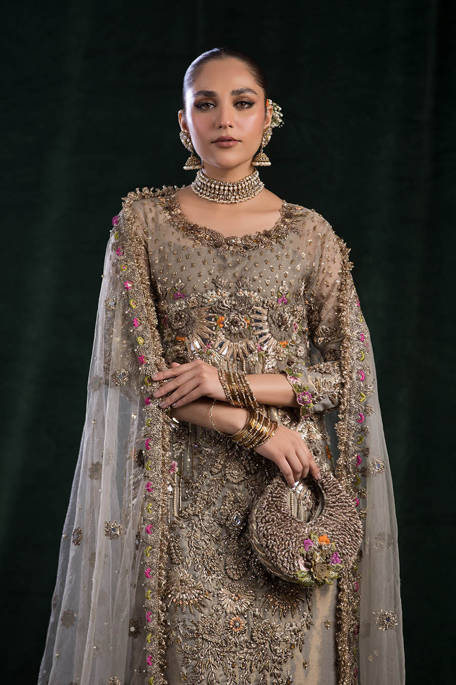 Readymade Pure Maysuri Golden Brown Bridal Sharara