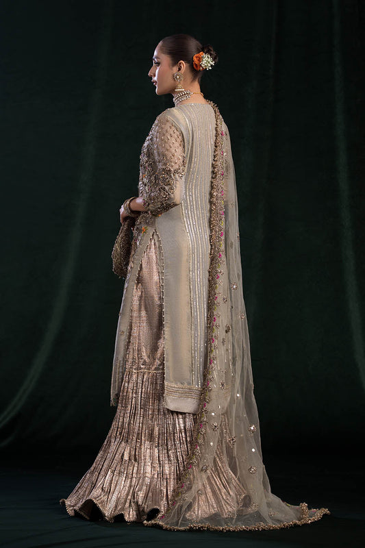 Hand Embroidered Pure Maysuri Golden Brown Bridal Sharara