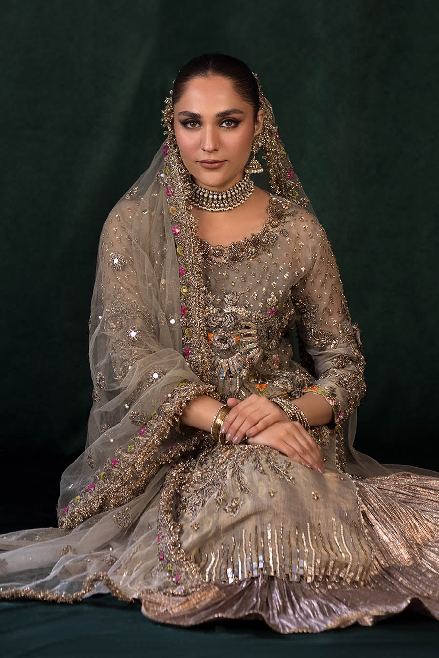 Readymade Pure Maysuri Golden Brown Bridal Sharara