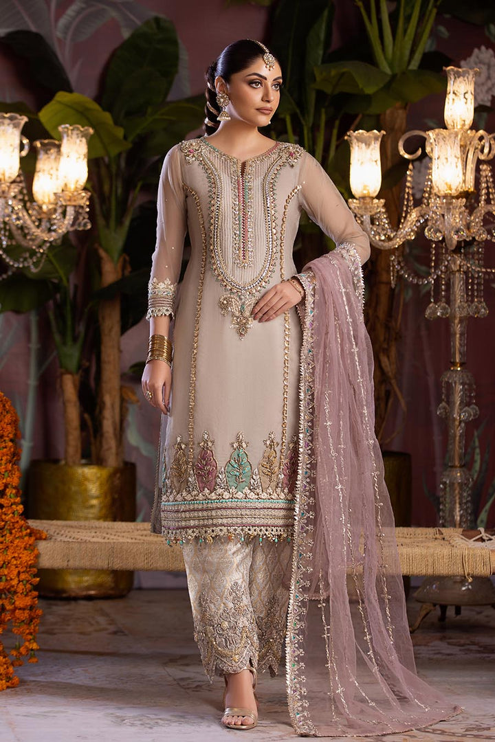 Beige Readymade Pure Organza Suit