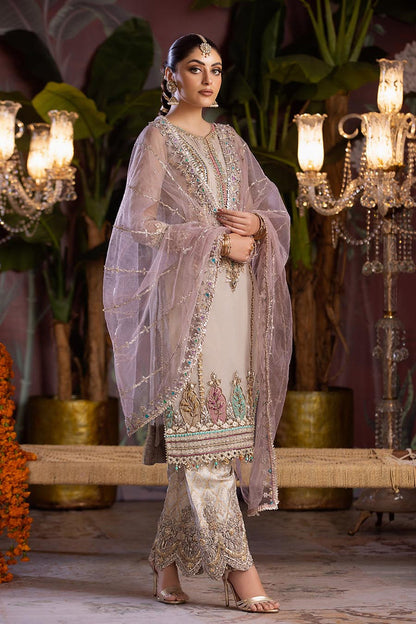 Beige Readymade Pure Organza Suit