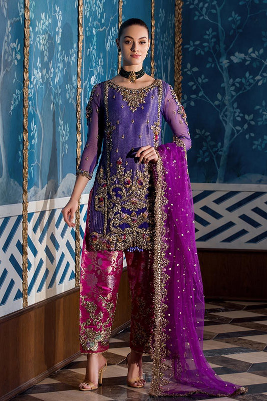 Hand Embroidered Purple Pure Maysuri Suit