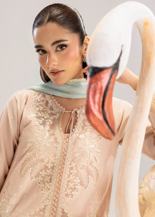Peach Orange Premium Lawn Cotton Suit