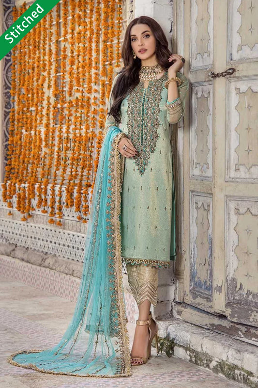 Turquoise Readymade Handmade Suit Size 40