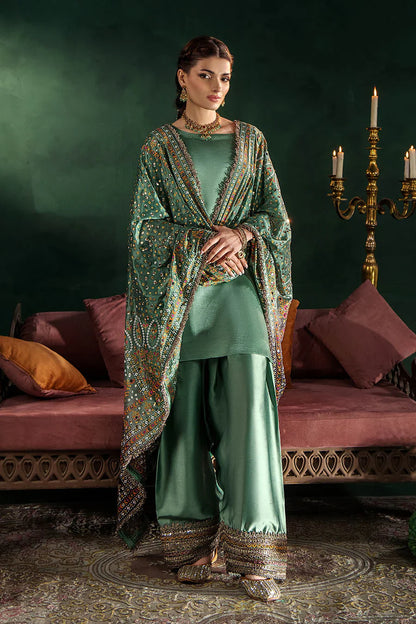 Hand Embroidered Elegant Brown Glass Silk Designer Farshi Shalwar Suit