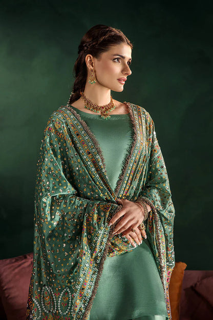 Hand Embroidered Elegant Brown Glass Silk Designer Farshi Shalwar Suit
