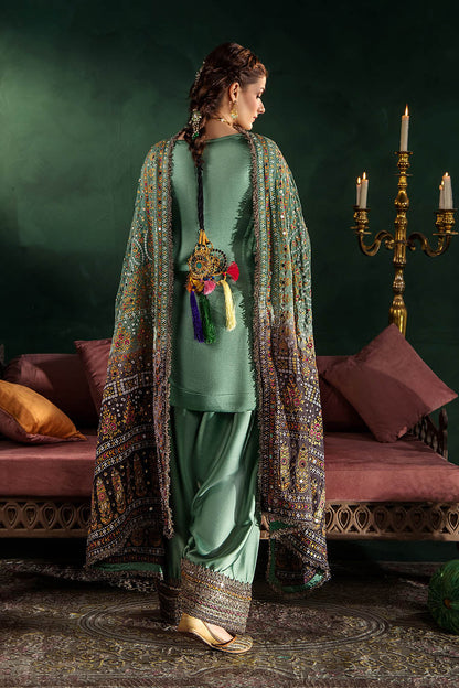 Hand Embroidered Elegant Brown Glass Silk Designer Farshi Shalwar Suit