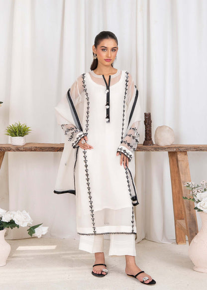 Ivory and Black Organza Festive Wear Suit Online in Dubai DXB UAE Abudhabi Meena Bazaar
