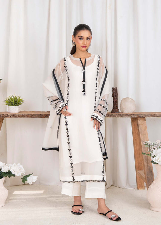 Ivory and Black Organza Festive Wear Suit Online in Dubai DXB UAE Abudhabi Meena Bazaar