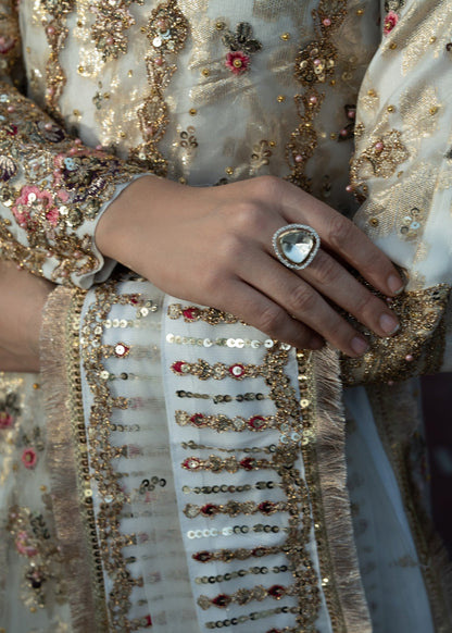 Ivory Chiffon Anarkali Maxi with Sitara Work Online in KSA Riyadh Saudi Arabia Oman Bahrain Qatar