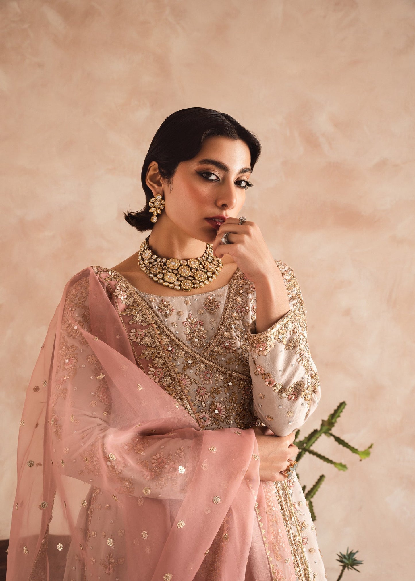 Ivory Chiffon Angrakha Salwar Kameez Online in UK USA Canada
