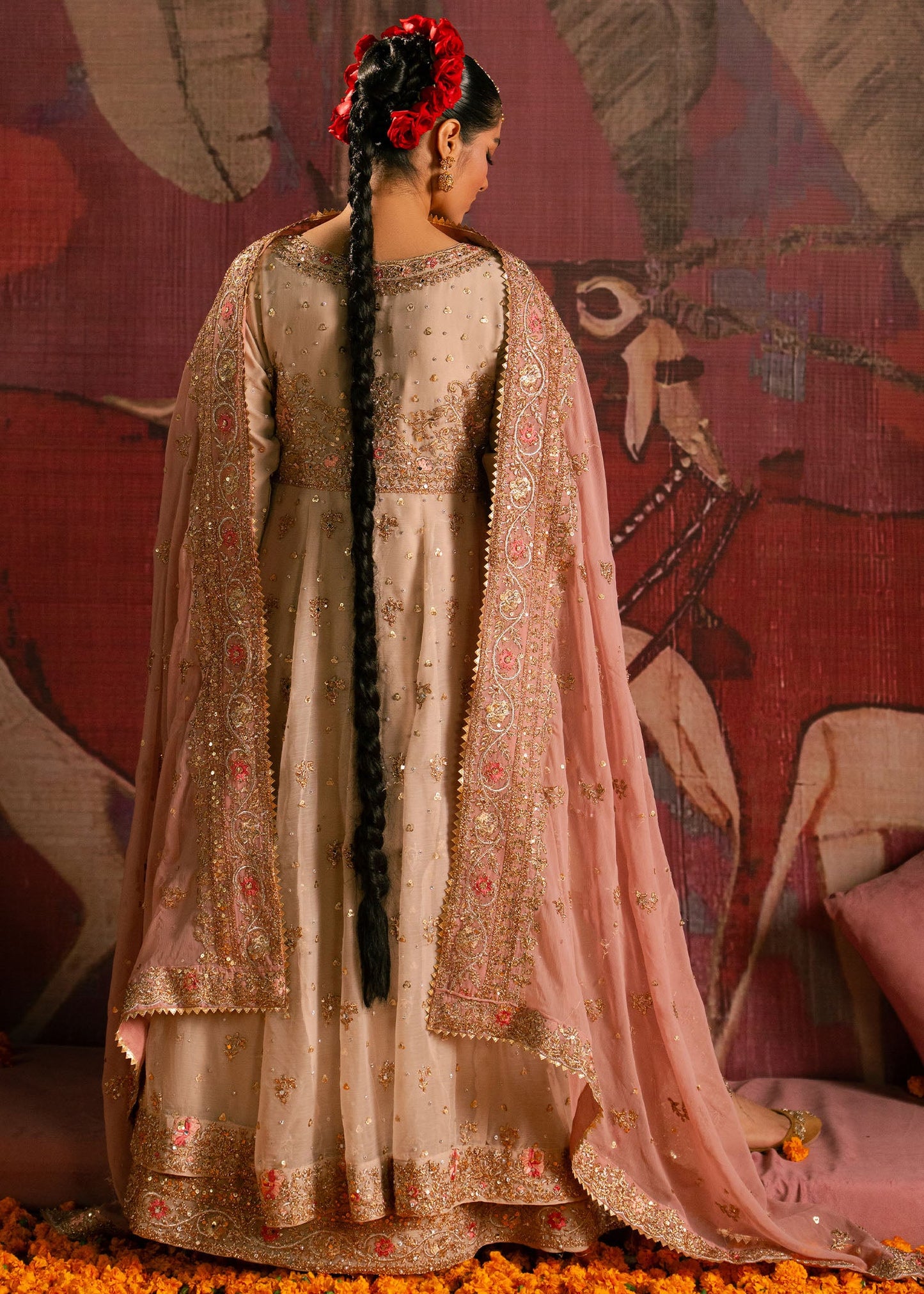 Ivory Chiffon Hand-Embellished Maxi Dress Online in Sri Lanka India Australia