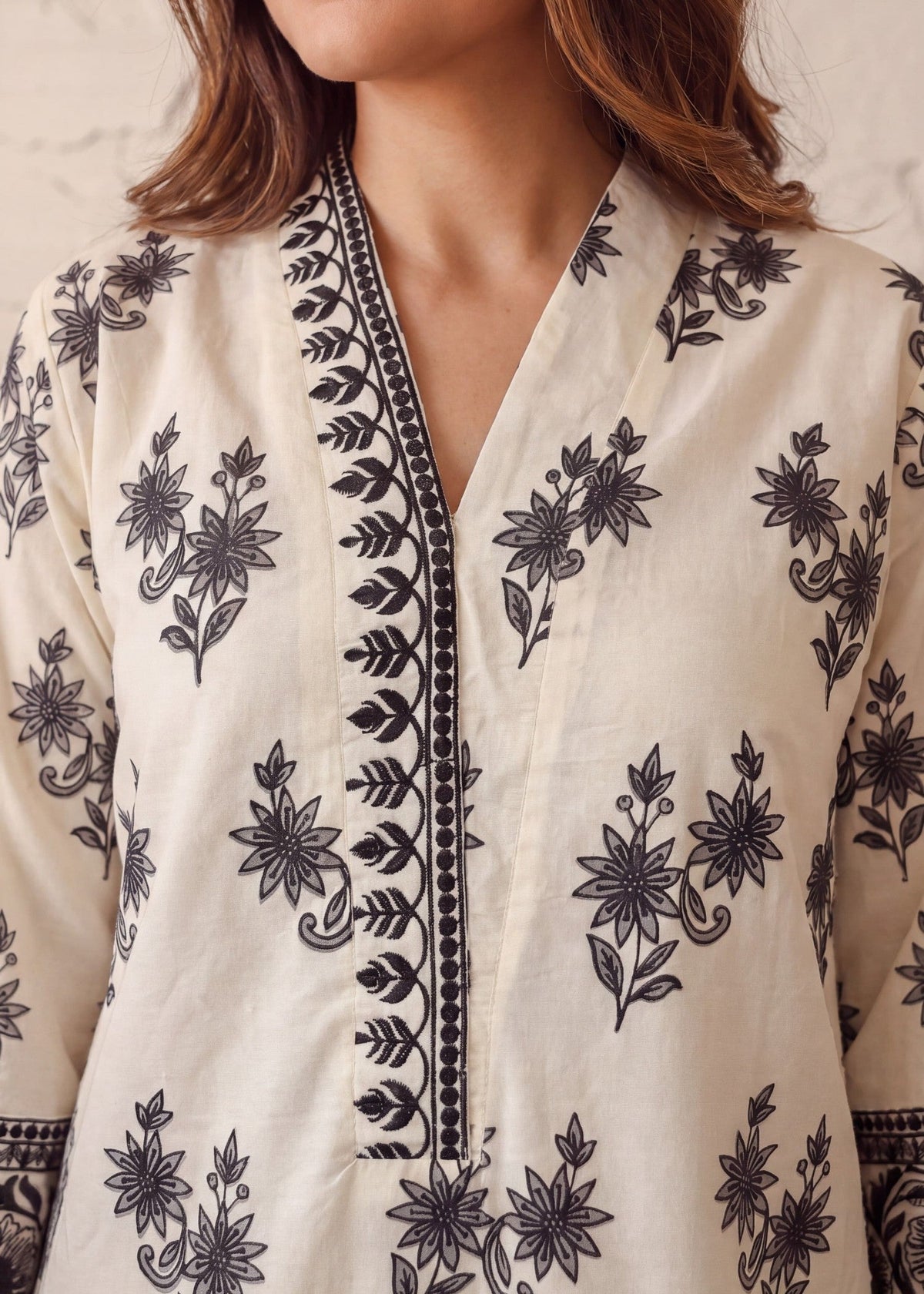 Ivory Cotton Sharara Kurta Set Online in UK USA Canada