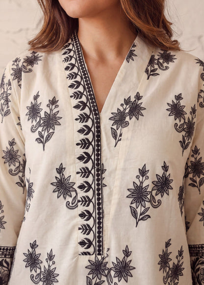 Ivory Cotton Sharara Kurta Set Online in UK USA Canada