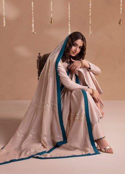 Ivory Embellished Raw Silk Sharara Online in Dubai UAE Abudhabi Ajman Sharjah
