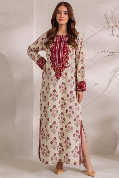 Ivory Embroidered Khaddar Kaftan Online in Dubai UAE Abudhabi Ajman Sharjah