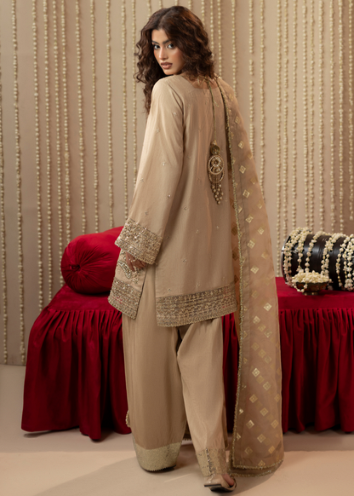 Ivory Embroidered Kurta Farshi Shalwar Suit Online in Sri Lanka India Australia