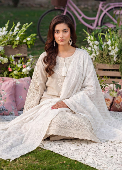 Ivory Embroidered Lawn Kurta Pajama Online in Dubai UAE Abudhabi Ajman Sharjah