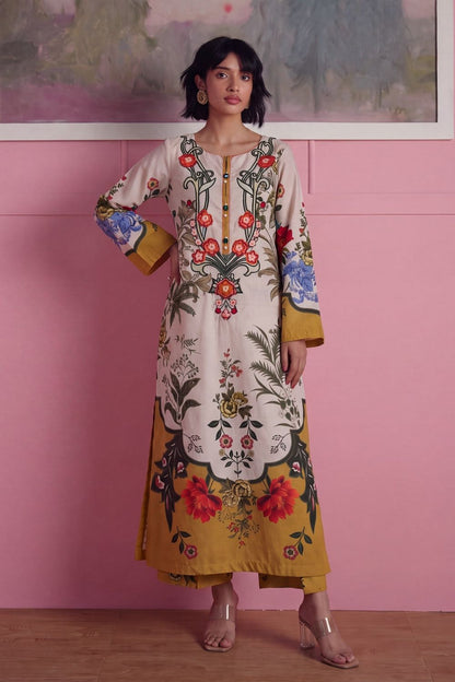 Ivory Embroidered Lawn Pakistani Suit Online in Dubai UAE Abudhabi Ajman Sharjah