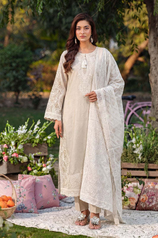 Ivory Embroidered Lawn Salwar Kameez Online in Dubai UAE Abudhabi Ajman Sharjah