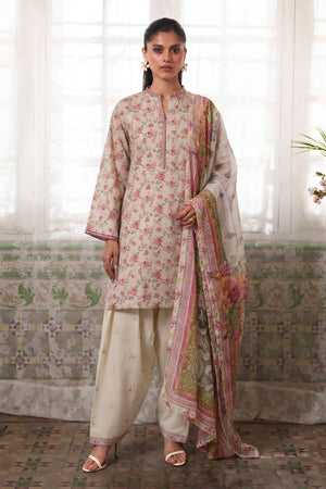 Ivory Embroidered Lawn Shalwar Kameez Online in Dubai UAE Abudhabi Ajman Sharjah