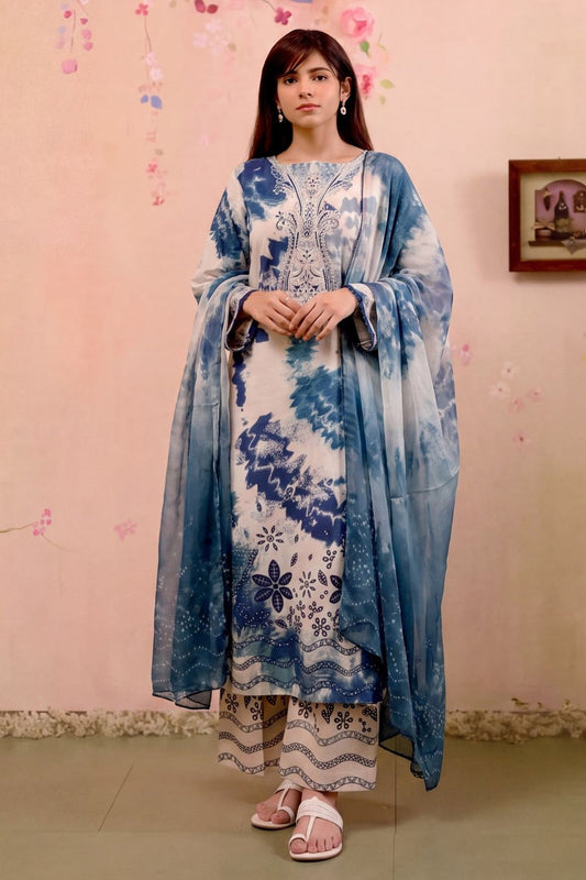 Ivory Embroidered Lawn Suit Online in Dubai UAE Abudhabi Ajman Sharjah