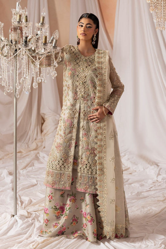 Ivory Embroidered Organza Festive Sharara Online in Dubai UAE Abudhabi Ajman Sharjah