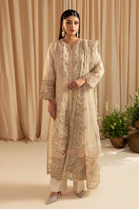 Ivory Embroidered Organza Salwar Kameez Online in Dubai UAE Abudhabi Ajman Sharjah