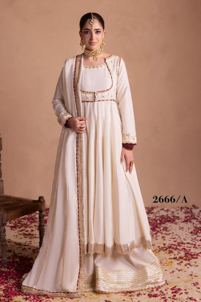 Ivory Embroidered Raw Silk Maxi Dress Online in Dubai UAE Abudhabi Ajman Sharjah