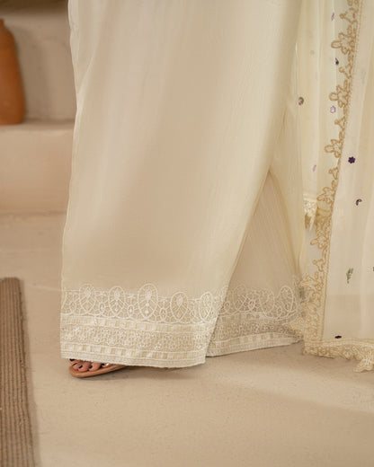Ivory Embroidered Russian Grip Shalwar Pakistani Suit Online in Dubai UAE Abudhabi Ajman Sharjah